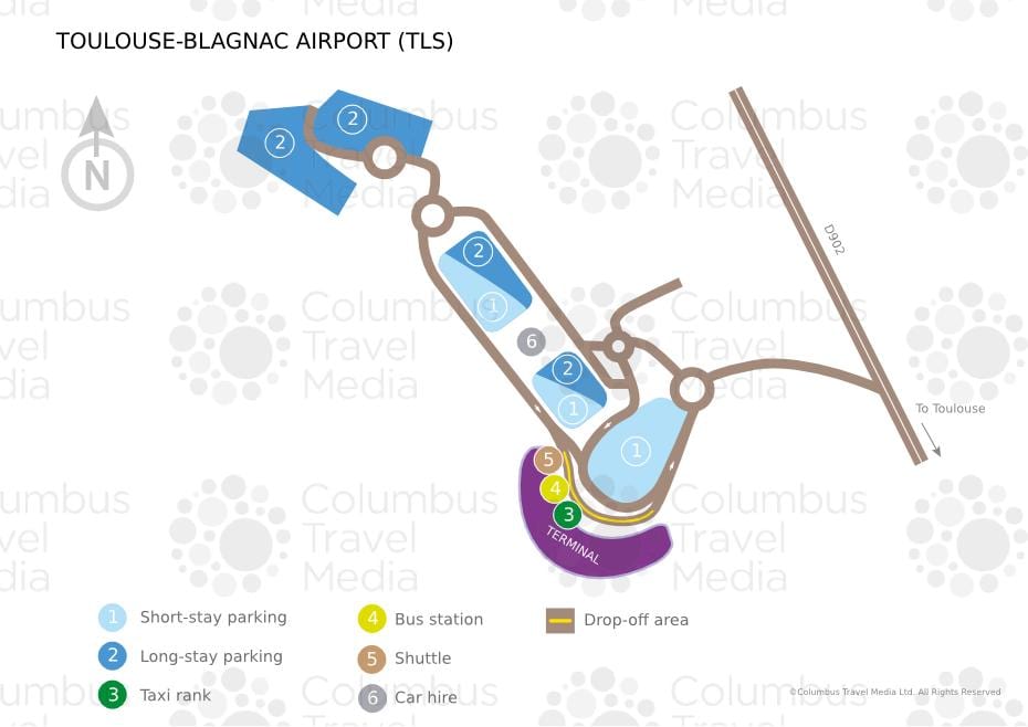 kaart van de luchthaven Toulouse blagnac