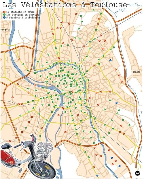 kaart van Toulouse fiets