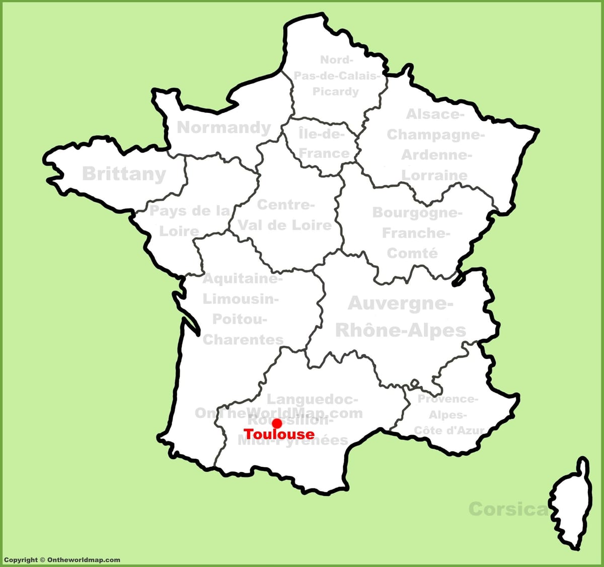 Toulouse op een kaart