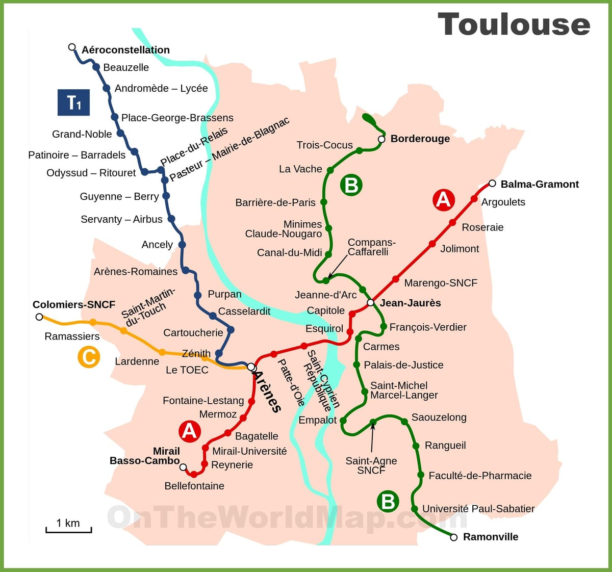 Toulouse metro kaart