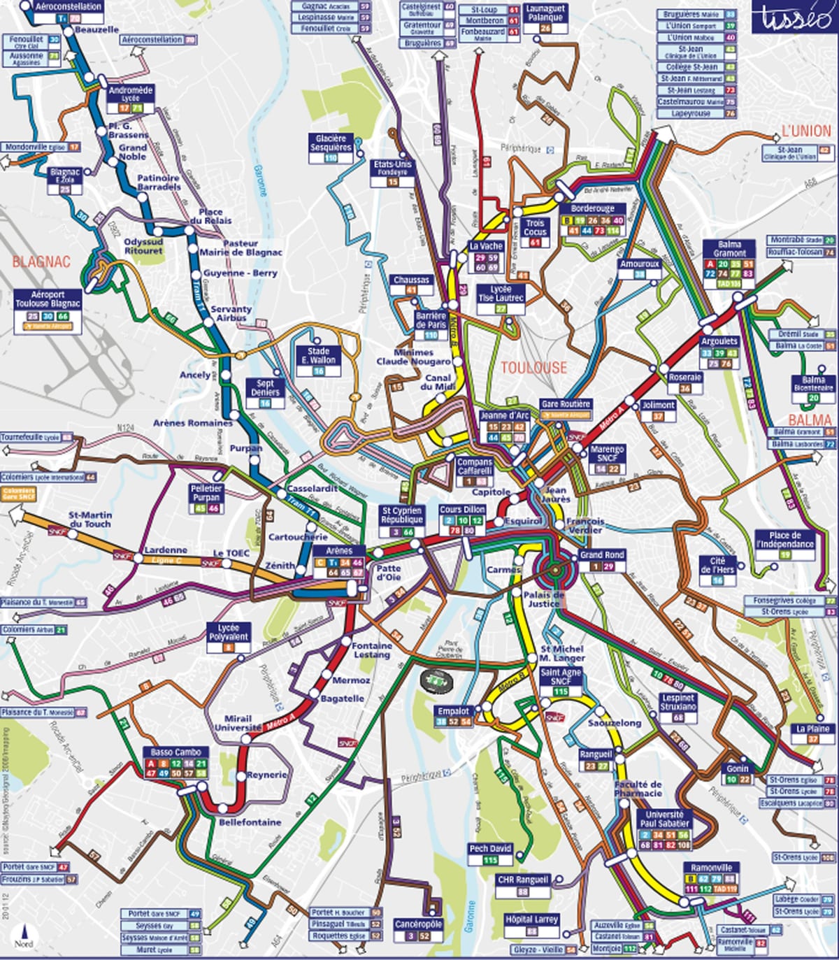 Toulouse vervoer kaart