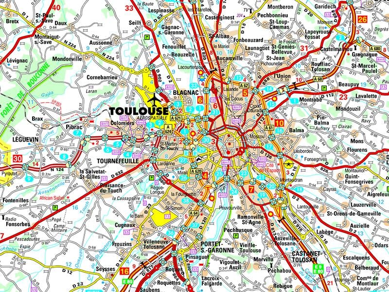 kaart van Toulouse weg