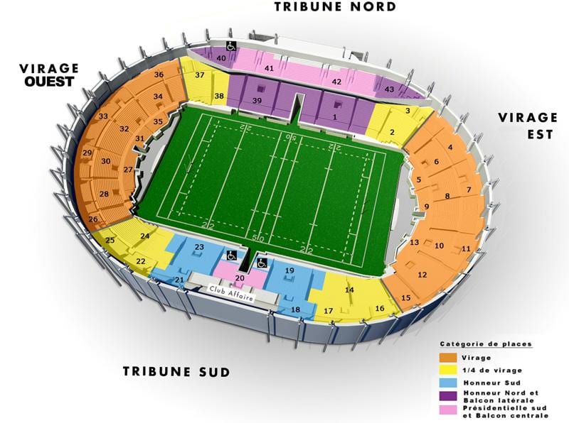 kaart van Toulouse stadion