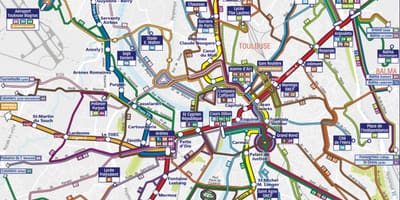 Toulouse bus route kaart