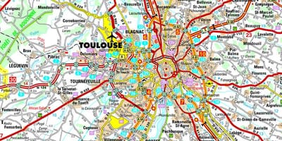 Kaart van Toulouse weg