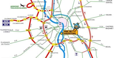 Kaart van Toulouse snelweg